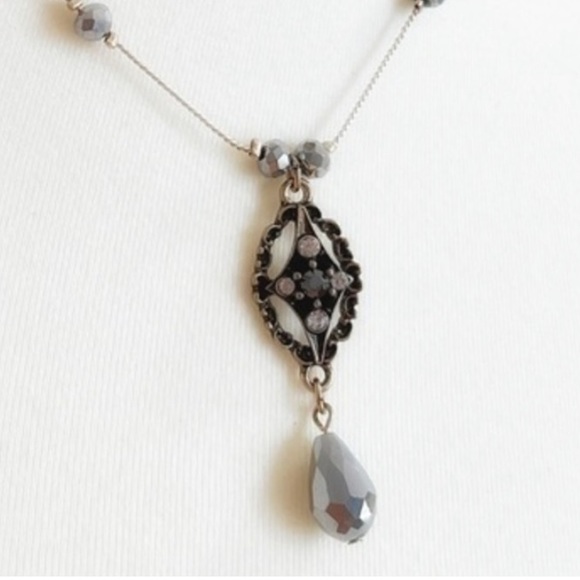 Layered Gothic Victorian Star Rhinestone Choker Vegan Leather - Picture 5 of 6